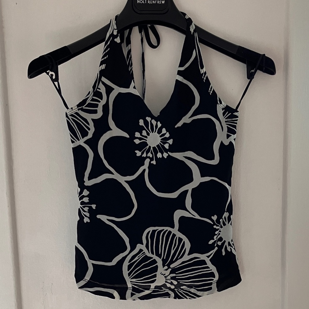 GUESS BLACK &WHITE FLORAL HALTER - Picture 8 of 14